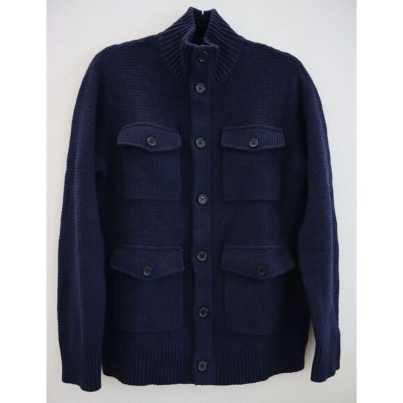 Banana Republic Men's Sz M True Navy Heritage Four Pocket Sweater Jacket - Picture 1 of 7